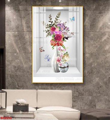 File ảnh File tranh bình hoa 5D ô trưng bày đèn rọi B5D232 (gốc) in backdrop sự kiện