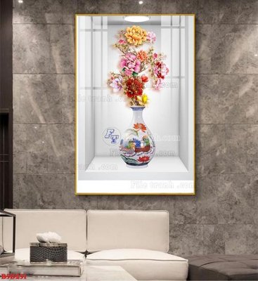 Download file File tranh bình hoa 5D ô trưng bày đèn rọi B5D251 (gốc) in mica bàn thờ
