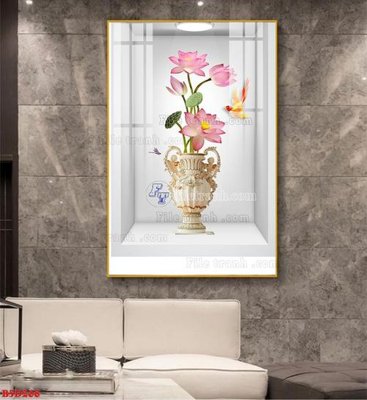 File tranh File tranh bình hoa 5D ô trưng bày đèn rọi B5D268 (gốc) chủ đề trẻ em