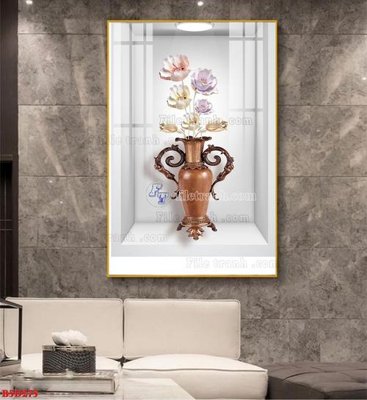 File tranh in mica File tranh bình hoa 5D ô trưng bày đèn rọi B5D275 (độ phân giải cao)