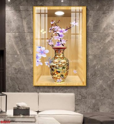 File tranh File tranh bình hoa 5D ô trưng bày đèn rọi B5D33 (ảnh gốc) độ nét vượt trội