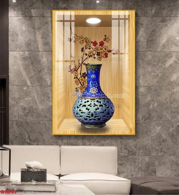 File tranh File tranh bình hoa 5D ô trưng bày đèn rọi B5D43 (ảnh gốc) in trần xuyên sáng