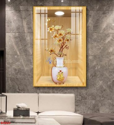 File gốc File tranh bình hoa 5D ô trưng bày đèn rọi B5D63 (PNG) không nền chất lượng