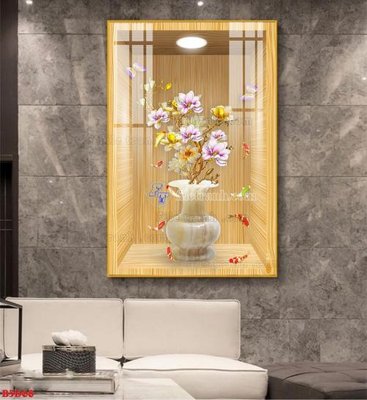 Tải file gốc File tranh bình hoa 5D ô trưng bày đèn rọi B5D68 (in khổ lớn) không mờ