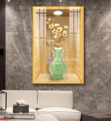 File gốc File tranh bình hoa 5D ô trưng bày đèn rọi B5D73 (in 3D) cho trang trí