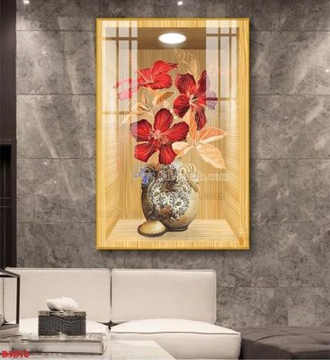 File tranh quảng cáo File tranh bình hoa 5D ô trưng bày đèn rọi B5D76 (file gốc) chuyên nghiệp