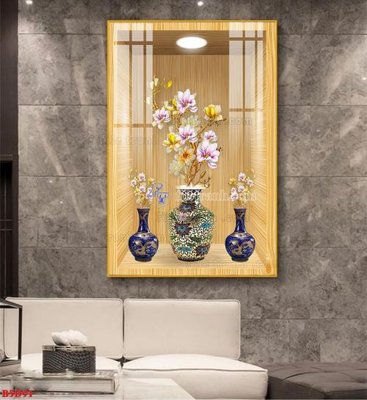 File PSD File tranh bình hoa 5D ô trưng bày đèn rọi B5D91 (gốc) nhiều lớp (multi-layer)