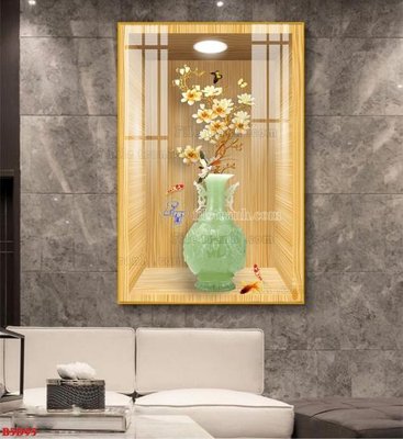 File tranh gốc File tranh bình hoa 5D ô trưng bày đèn rọi B5D95 (bản quyền) Filetranh.com