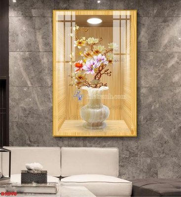 File ảnh File tranh bình hoa 5D ô trưng bày đèn rọi B5D98 (gốc) in poster
