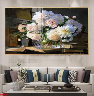 Tải file File tranh bình hoa B643 (gốc) in tranh tráng gương