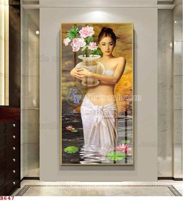 File tranh File tranh bình hoa B647 (gốc) chủ đề con người