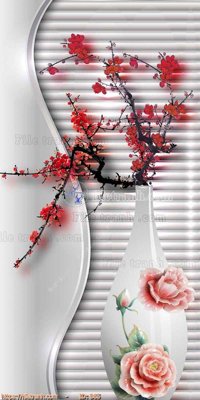 File tranh file gốc bình hoa B65 (gốc) in trên kính