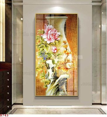 File gốc File tranh bình hoa B743 (in mica) cắt laser