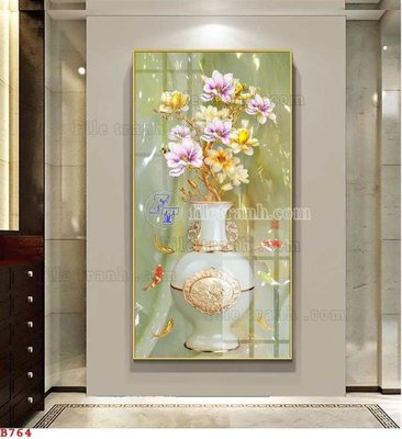 File gốc File tranh bình hoa B764 (in 3D) cho trang trí