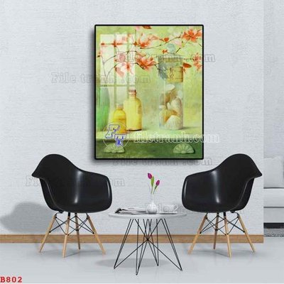 File gốc File tranh bình hoa B802 (chủ đề hiện đại) trang trí