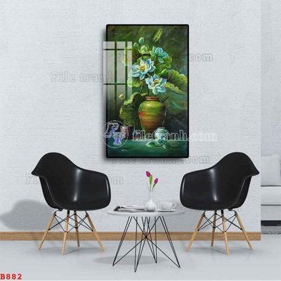 File in trần File tranh bình hoa B882 (bản gốc) phong cảnh