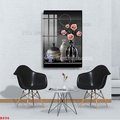 File tranh File tranh bình hoa B896 (bản gốc) in lụa dán tường