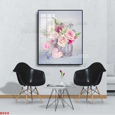 File tranh ảnh gốc File tranh bình hoa B909 dùng cho in khổ lớn