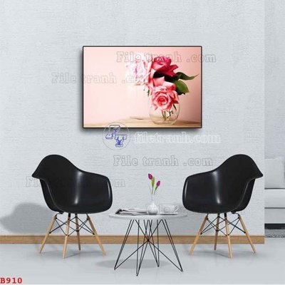 File tranh File tranh bình hoa B910 (bản gốc) in lụa 3D