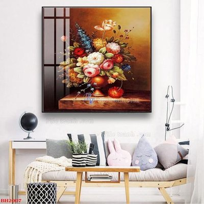 File gốc File tranh bình hoa B2007 (in lụa) tranh phong thủy