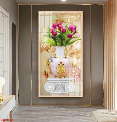 File gốc File tranh bình hoa B2043 (cho in UV) siêu nét