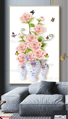 Hình ảnh file gốc in trần nhà File tranh bình hoa B2074