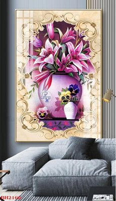 Chi tiết file tranh tráng gương File tranh bình hoa B2166 (ảnh gốc)