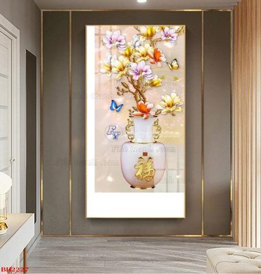 Download file gốc File tranh bình hoa B2227 (in lụa) cao cấp