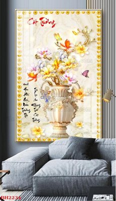 File PSD File tranh bình hoa B2234 (gốc) tách lớp chi tiết