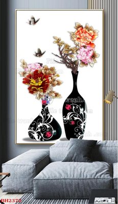 File in trần File tranh bình hoa B2372 (bản gốc) phong cảnh