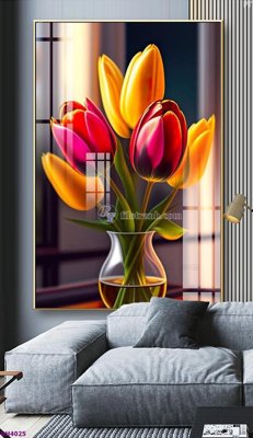 Download file File tranh bình hoa 5D hoa đẹp BH4025 (gốc) in mica ốp bếp