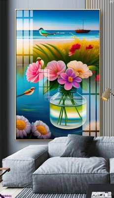 File tranh File tranh bình hoa 5D hoa đẹp BH4041 (gốc) chủ đề trừu tượng