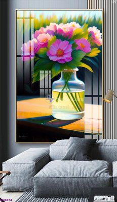 File gốc File tranh bình hoa 5D hoa đẹp BH4074 (in mica) trang trí