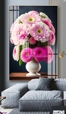 File tranh File tranh bình hoa 5D hoa đẹp BH4104 (ảnh gốc) in trần 3D