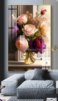 Chi tiết file tranh tráng gương File tranh bình hoa 5D hoa đẹp BH4121 (ảnh gốc)