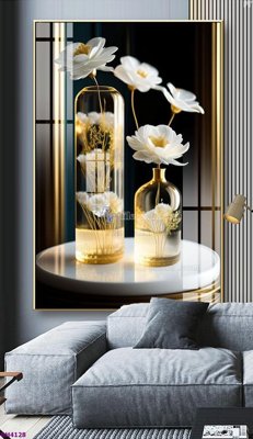 File tranh gốc File tranh bình hoa 5D hoa đẹp BH4128 (bản quyền) độc đáo
