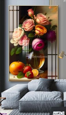 File gốc File tranh bình hoa 5D hoa đẹp BH4129 (in lụa) tranh thuận buồm