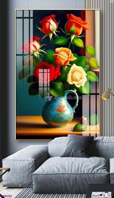 Tải về hình ảnh gốc File tranh bình hoa 5D hoa đẹp BH4153 sắc nét