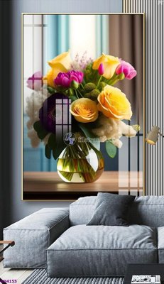 File in trần File tranh bình hoa 5D hoa đẹp BH4155 (bản gốc) 5D