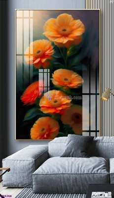 File tranh File tranh bình hoa 5D hoa đẹp BH4266 (bản gốc) in lụa 3D
