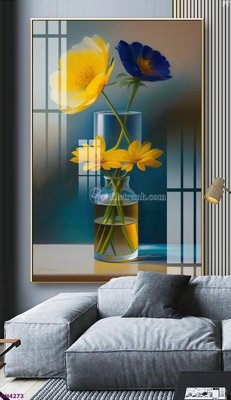 File gốc File tranh bình hoa 5D hoa đẹp BH4273 (in lụa) tranh thuận buồm