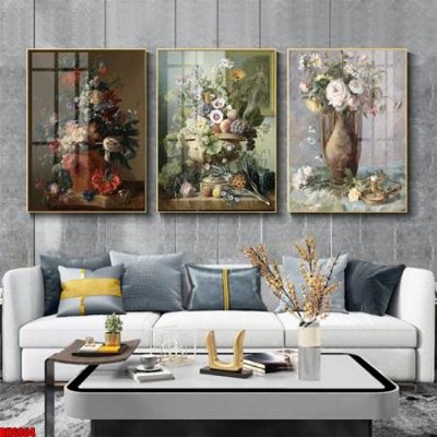 File tranh File tranh bộ 3 bình hoa phong cách cổ điển BH6004 (bản gốc) in canvas