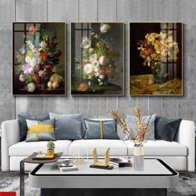 File gốc File tranh bộ 3 bình hoa phong cách cổ điển BH6009 (trang trí) phòng ngủ