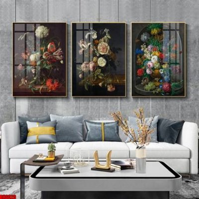 File gốc File tranh bộ 3 bình hoa phong cách cổ điển BH6020 (in mica) làm bảng hiệu