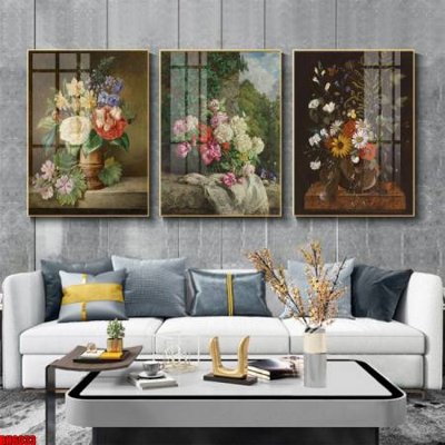 File tranh gốc File tranh bộ 3 bình hoa phong cách cổ điển BH6033 (bản quyền) Filetranh.com