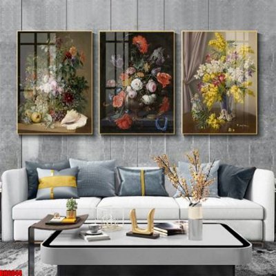 File ảnh File tranh bộ 3 bình hoa phong cách cổ điển BH6044 (gốc) trang trí khách sạn