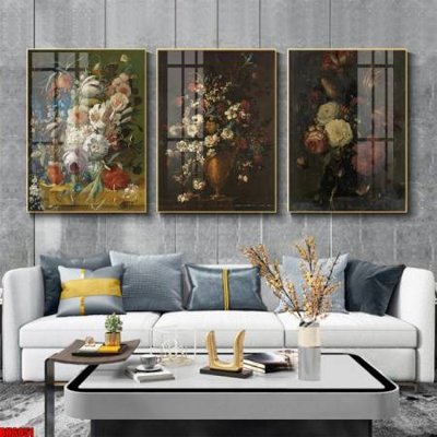 File ảnh File tranh bộ 3 bình hoa phong cách cổ điển BH6051 (gốc) in PP, decal