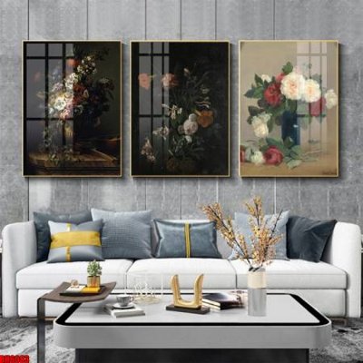 File ảnh File tranh bộ 3 bình hoa phong cách cổ điển BH6083 (gốc) in decal dán tường