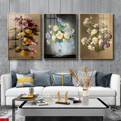 File tranh File tranh bộ 3 bình hoa phong cách cổ điển BH6115 (gốc) in vải canvas