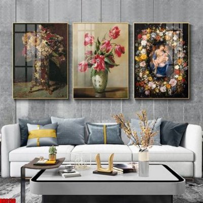 File tranh File tranh bộ 3 bình hoa phong cách cổ điển BH6136 (bản gốc) treo quán cafe